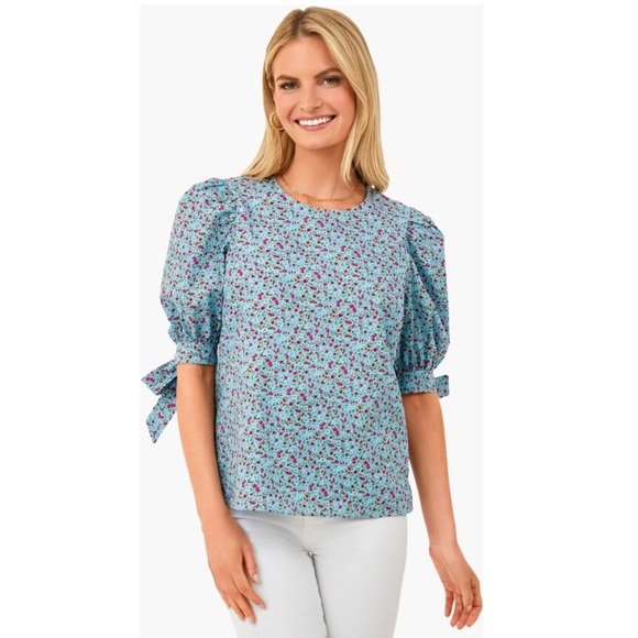 Hyacinth House Blue Ditsy Floral Fiona Blouse